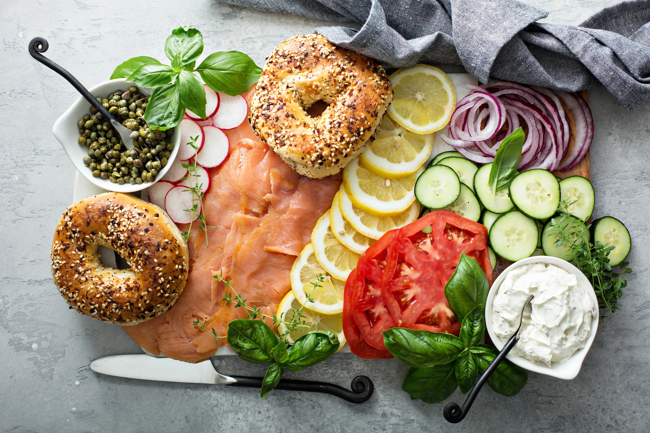 Cream Cheese and Lox Bagel Platter